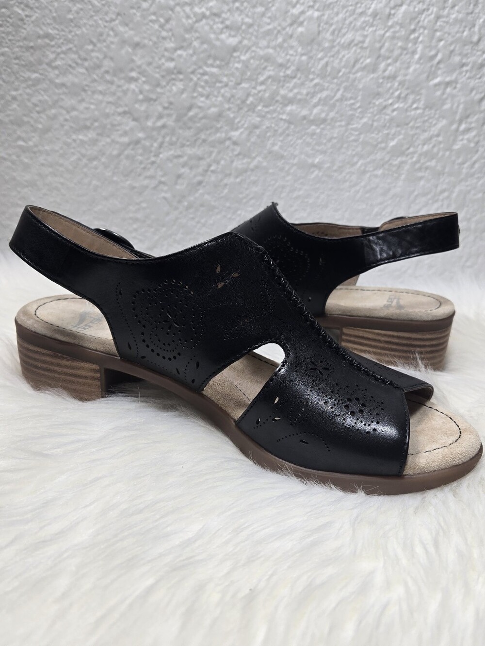 Dansko Black Leather Slingback Sandals, Size 39